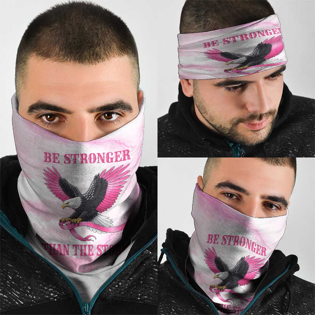 Pink Ribbon American Eagle Neck Gaiter Breast Cancer Awareness - Be Stronger Than The Storm