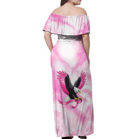 Pink Ribbon American Eagle Off Shoulder Maxi Dress Breast Cancer Awareness - Be Stronger Than The Storm