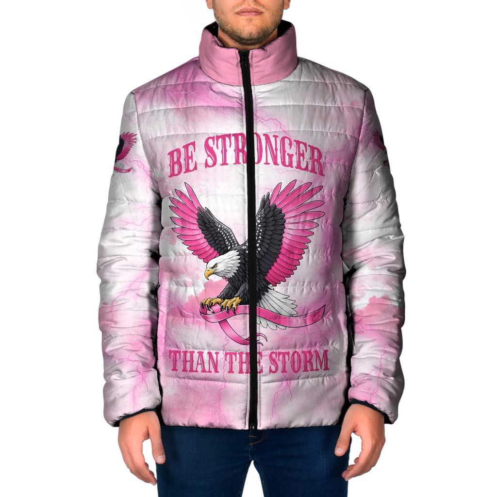 Pink Ribbon American Eagle Padded Jacket Breast Cancer Awareness - Be Stronger Than The Storm