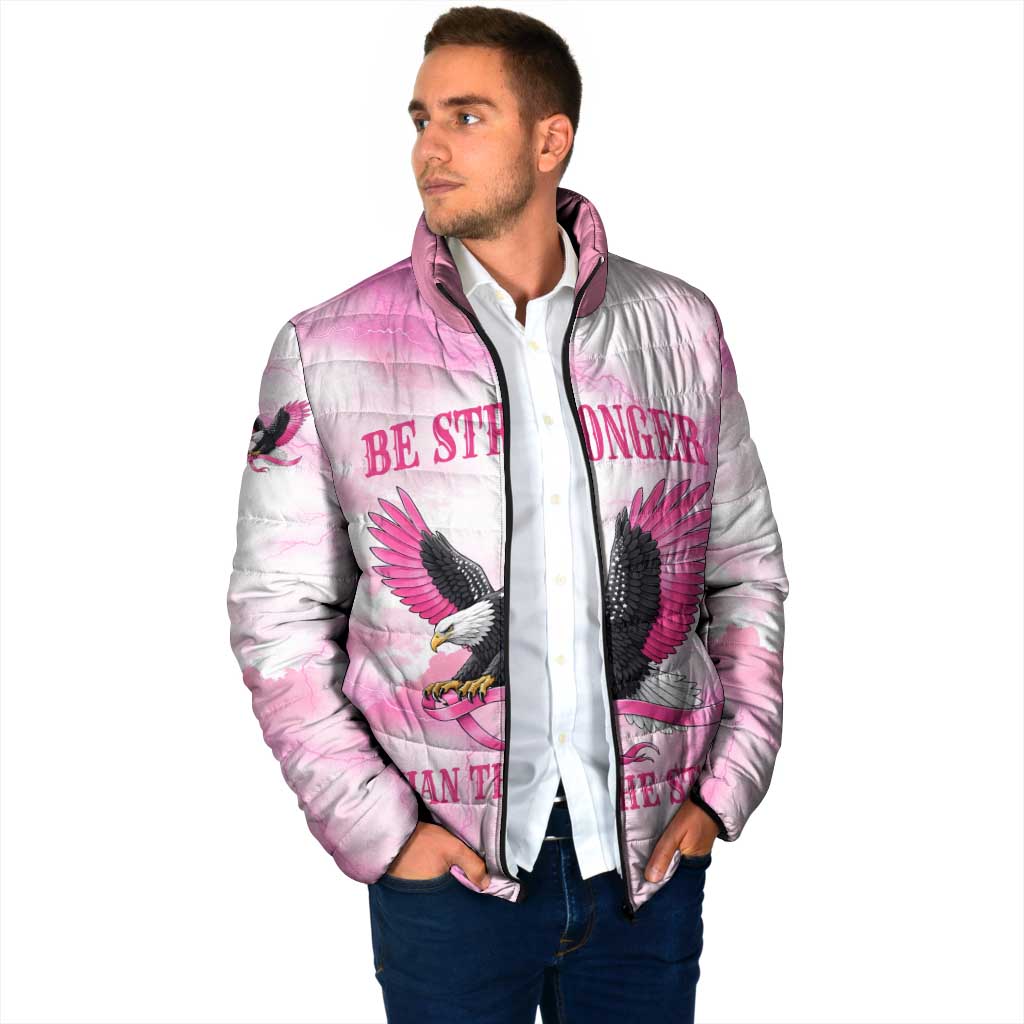 Pink Ribbon American Eagle Padded Jacket Breast Cancer Awareness - Be Stronger Than The Storm