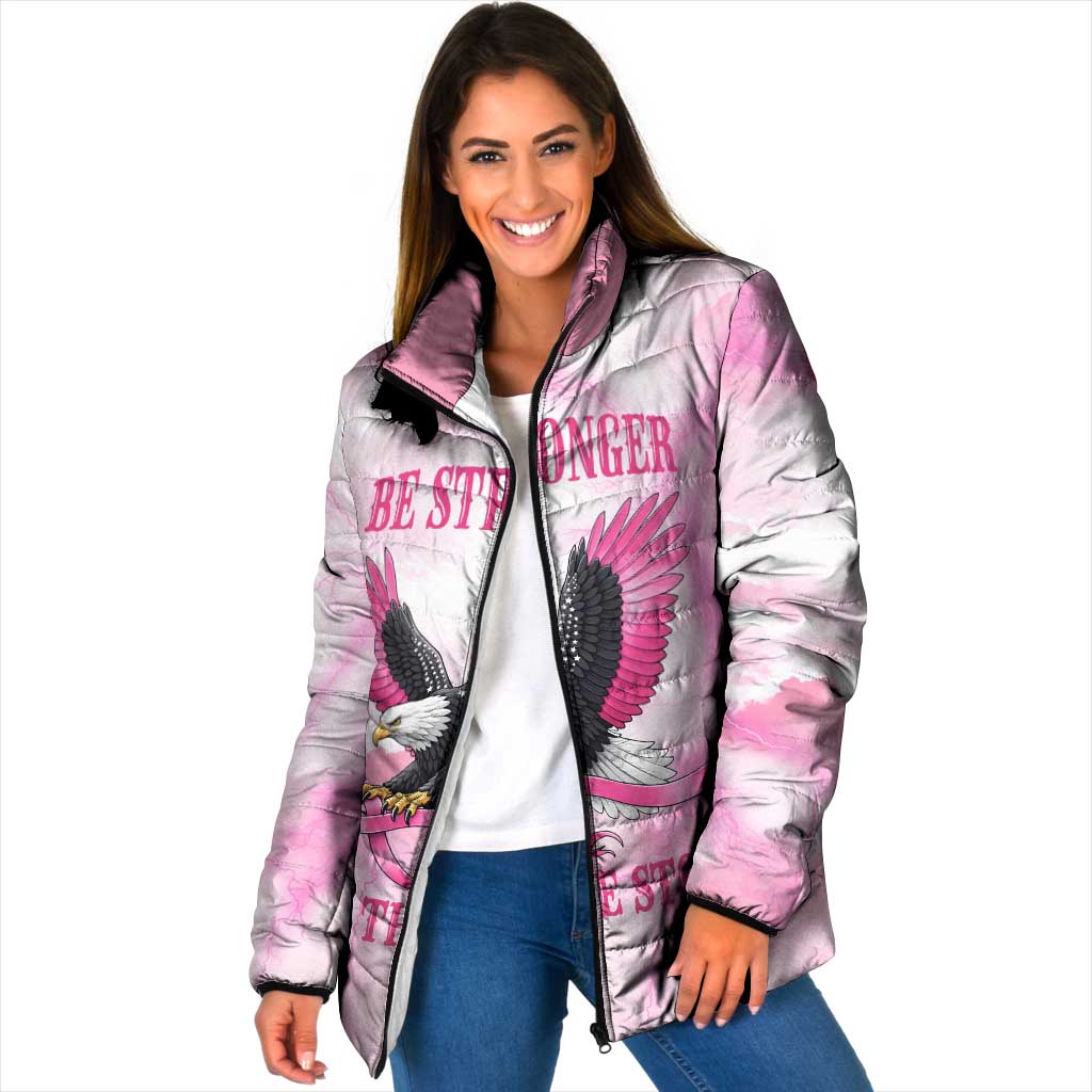Pink Ribbon American Eagle Padded Jacket Breast Cancer Awareness - Be Stronger Than The Storm