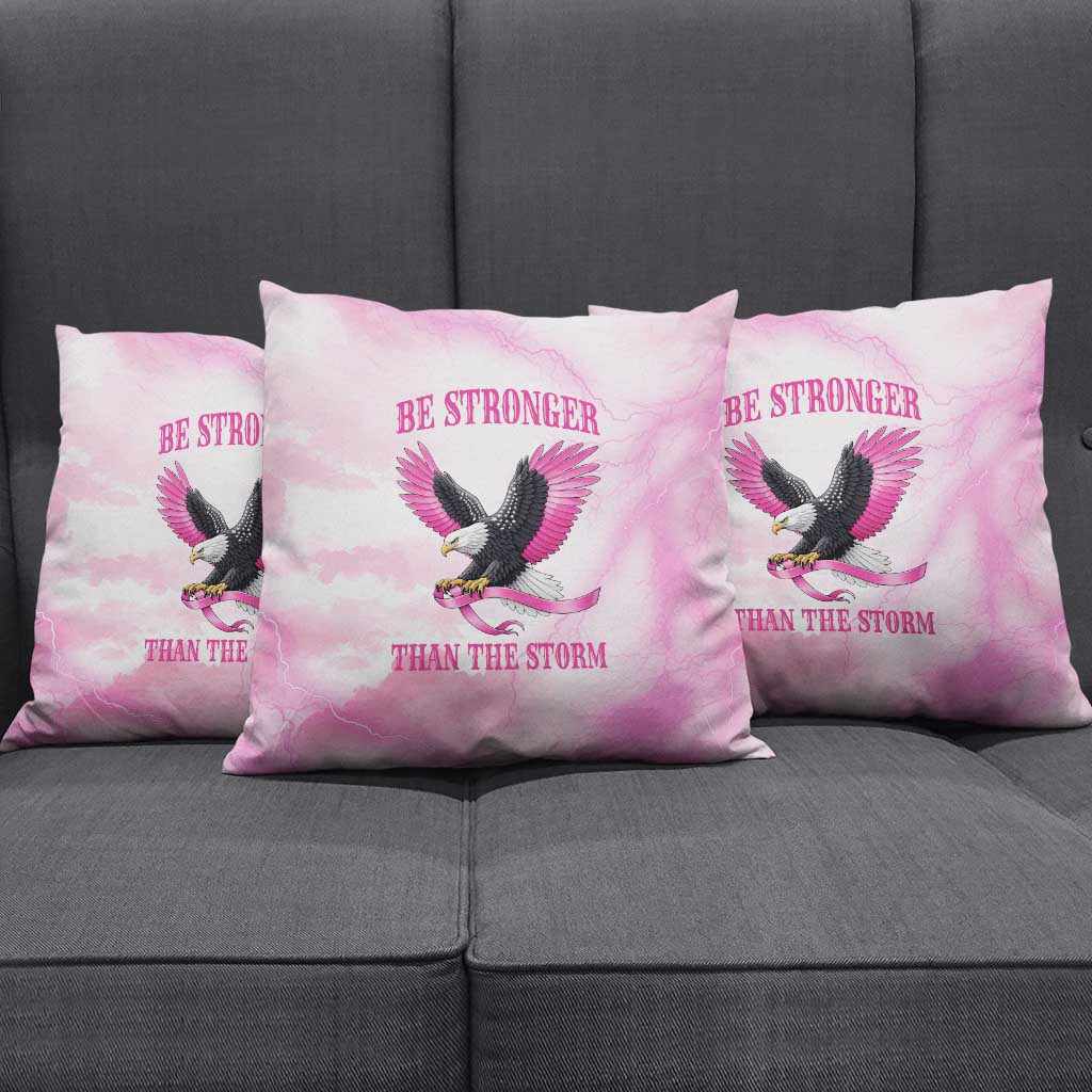 Pink Ribbon American Eagle Pillow Cover Breast Cancer Awareness - Be Stronger Than The Storm
