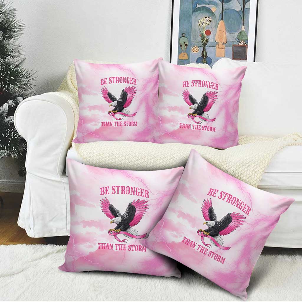 Pink Ribbon American Eagle Pillow Cover Breast Cancer Awareness - Be Stronger Than The Storm