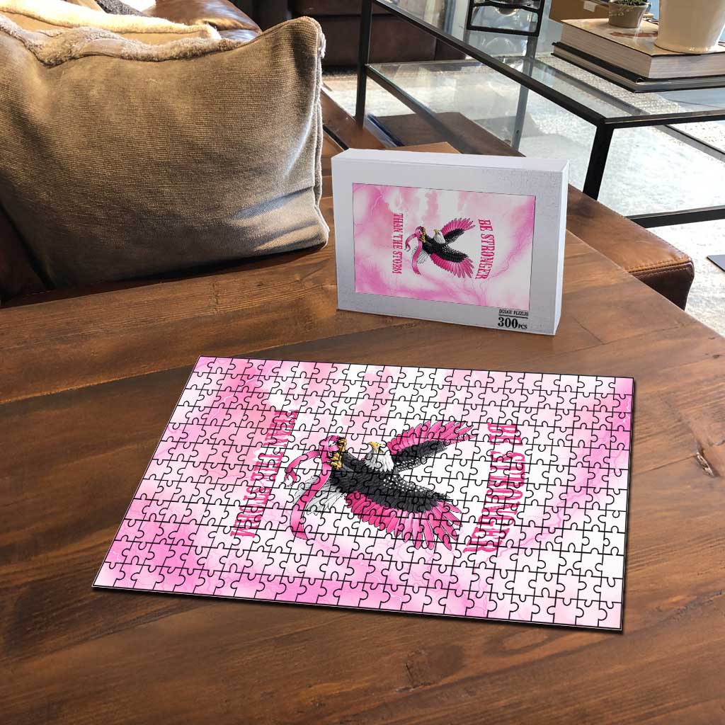 Pink Ribbon American Eagle Puzzle Breast Cancer Awareness - Be Stronger Than The Storm