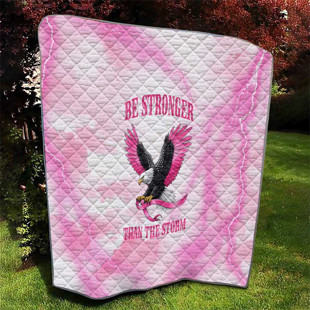 Pink Ribbon American Eagle Quilt Breast Cancer Awareness - Be Stronger Than The Storm