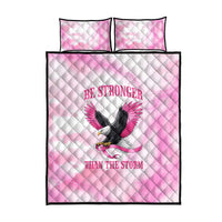 Pink Ribbon American Eagle Quilt Bed Set Breast Cancer Awareness - Be Stronger Than The Storm