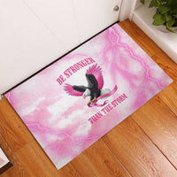 Pink Ribbon American Eagle Rubber Doormat Breast Cancer Awareness - Be Stronger Than The Storm