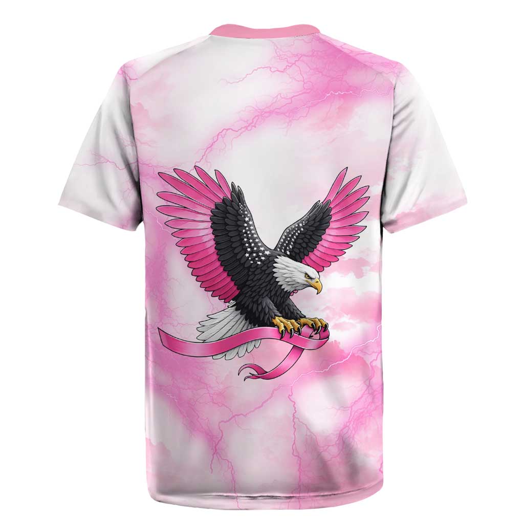 Pink Ribbon American Eagle Rugby Jersey Breast Cancer Awareness - Be Stronger Than The Storm