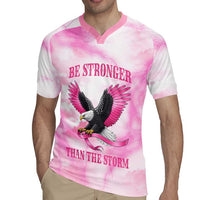 Pink Ribbon American Eagle Rugby Jersey Breast Cancer Awareness - Be Stronger Than The Storm