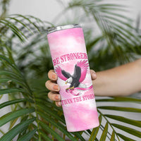Pink Ribbon American Eagle Skinny Tumbler Breast Cancer Awareness - Be Stronger Than The Storm
