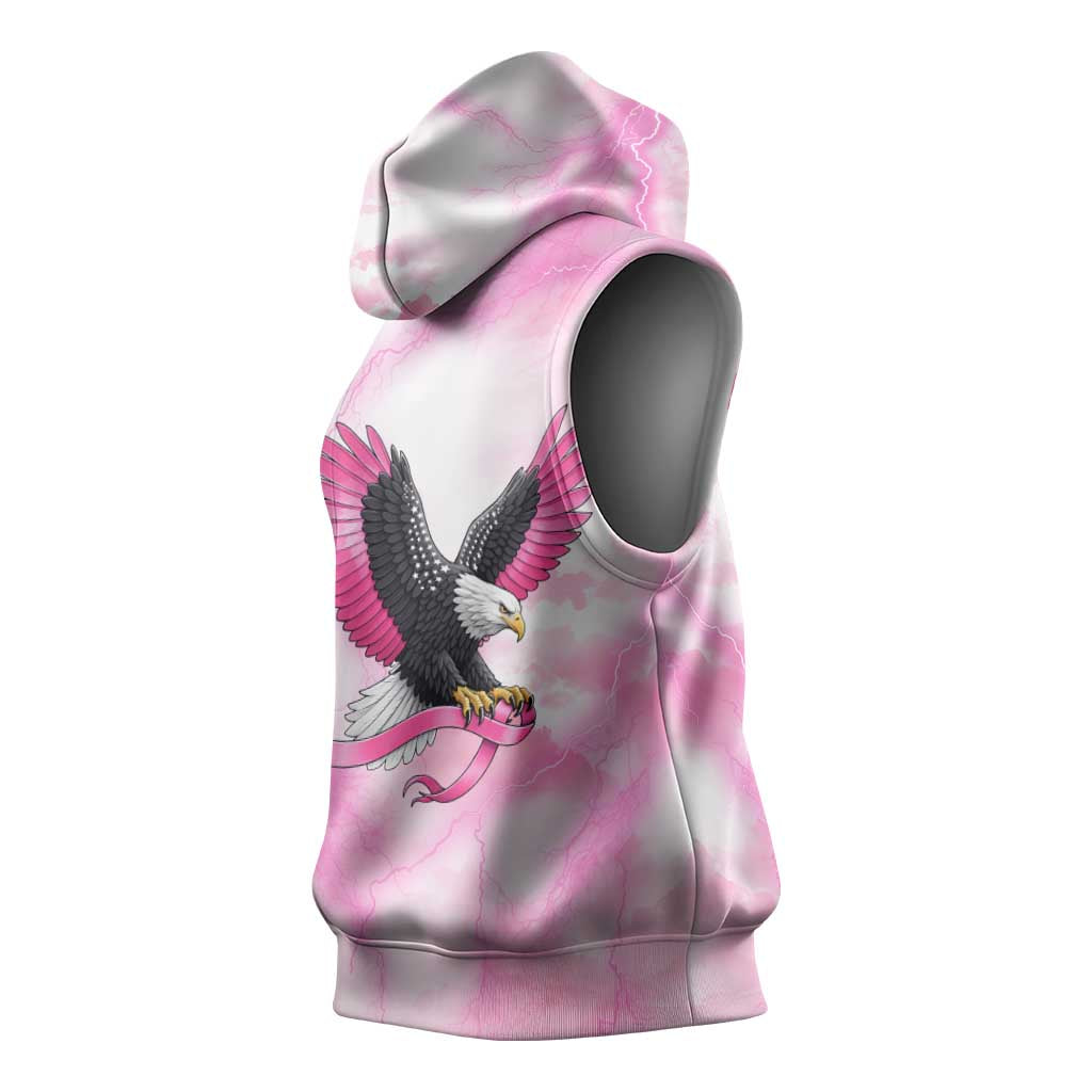 Pink Ribbon American Eagle Sleeveless Hoodie Breast Cancer Awareness - Be Stronger Than The Storm
