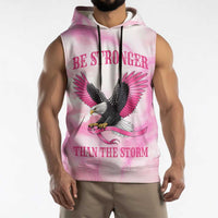 Pink Ribbon American Eagle Sleeveless Hoodie Breast Cancer Awareness - Be Stronger Than The Storm