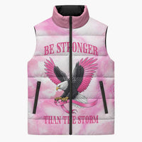 Pink Ribbon American Eagle Sleeveless Puffer Jacket Breast Cancer Awareness - Be Stronger Than The Storm