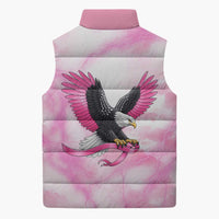 Pink Ribbon American Eagle Sleeveless Puffer Jacket Breast Cancer Awareness - Be Stronger Than The Storm