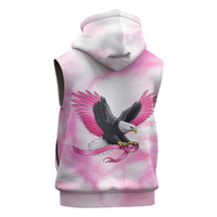Pink Ribbon American Eagle Sleeveless Zip Hoodie Breast Cancer Awareness - Be Stronger Than The Storm