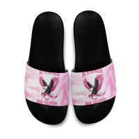 Pink Ribbon American Eagle Slide Sandals Breast Cancer Awareness - Be Stronger Than The Storm