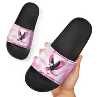 Pink Ribbon American Eagle Slide Sandals Breast Cancer Awareness - Be Stronger Than The Storm