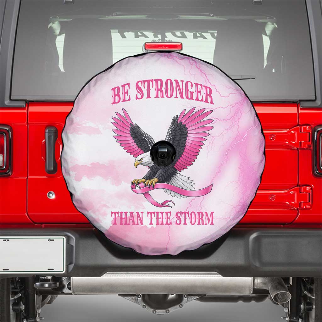 Pink Ribbon American Eagle Spare Tire Cover Breast Cancer Awareness - Be Stronger Than The Storm
