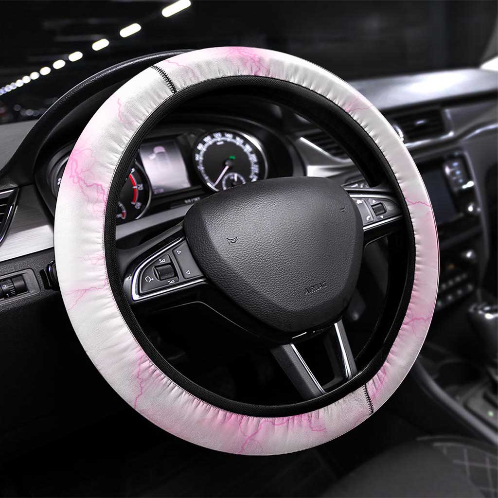 Pink Ribbon American Eagle Steering Wheel Cover Breast Cancer Awareness - Be Stronger Than The Storm
