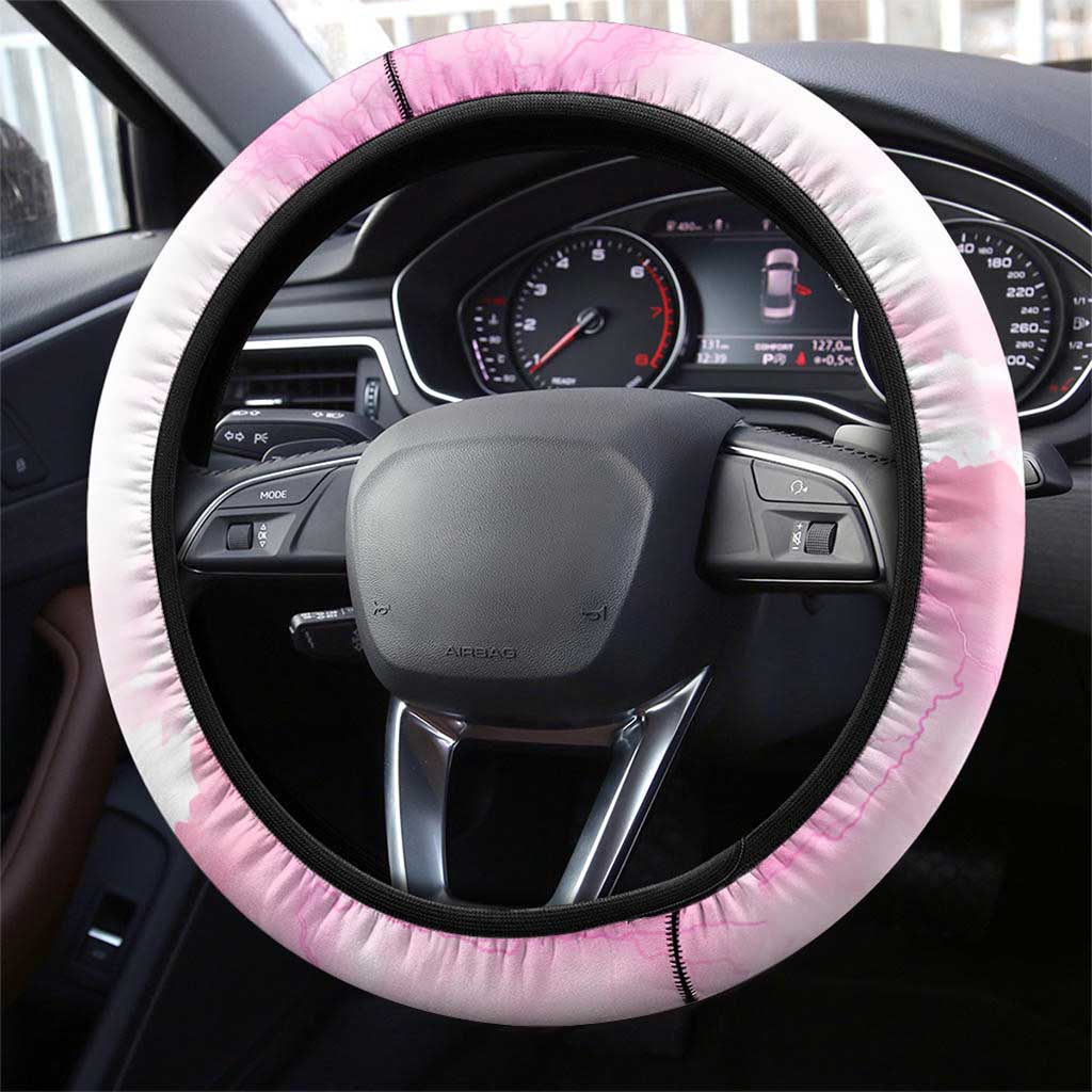 Pink Ribbon American Eagle Steering Wheel Cover Breast Cancer Awareness - Be Stronger Than The Storm