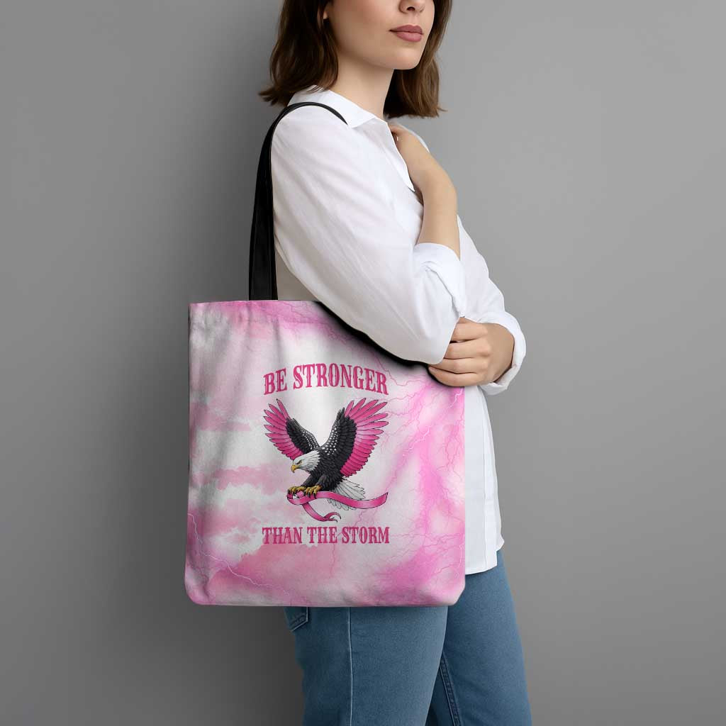 Pink Ribbon American Eagle Tote Bag Breast Cancer Awareness - Be Stronger Than The Storm