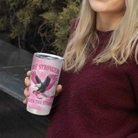 Pink Ribbon American Eagle Tumbler Cup Breast Cancer Awareness - Be Stronger Than The Storm