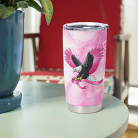 Pink Ribbon American Eagle Tumbler Cup Breast Cancer Awareness - Be Stronger Than The Storm