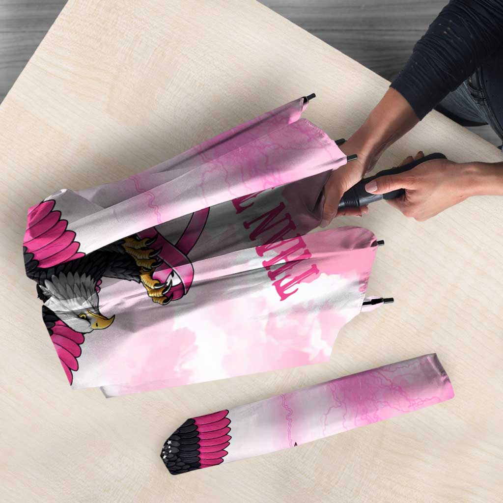 Pink Ribbon American Eagle Umbrella Breast Cancer Awareness - Be Stronger Than The Storm
