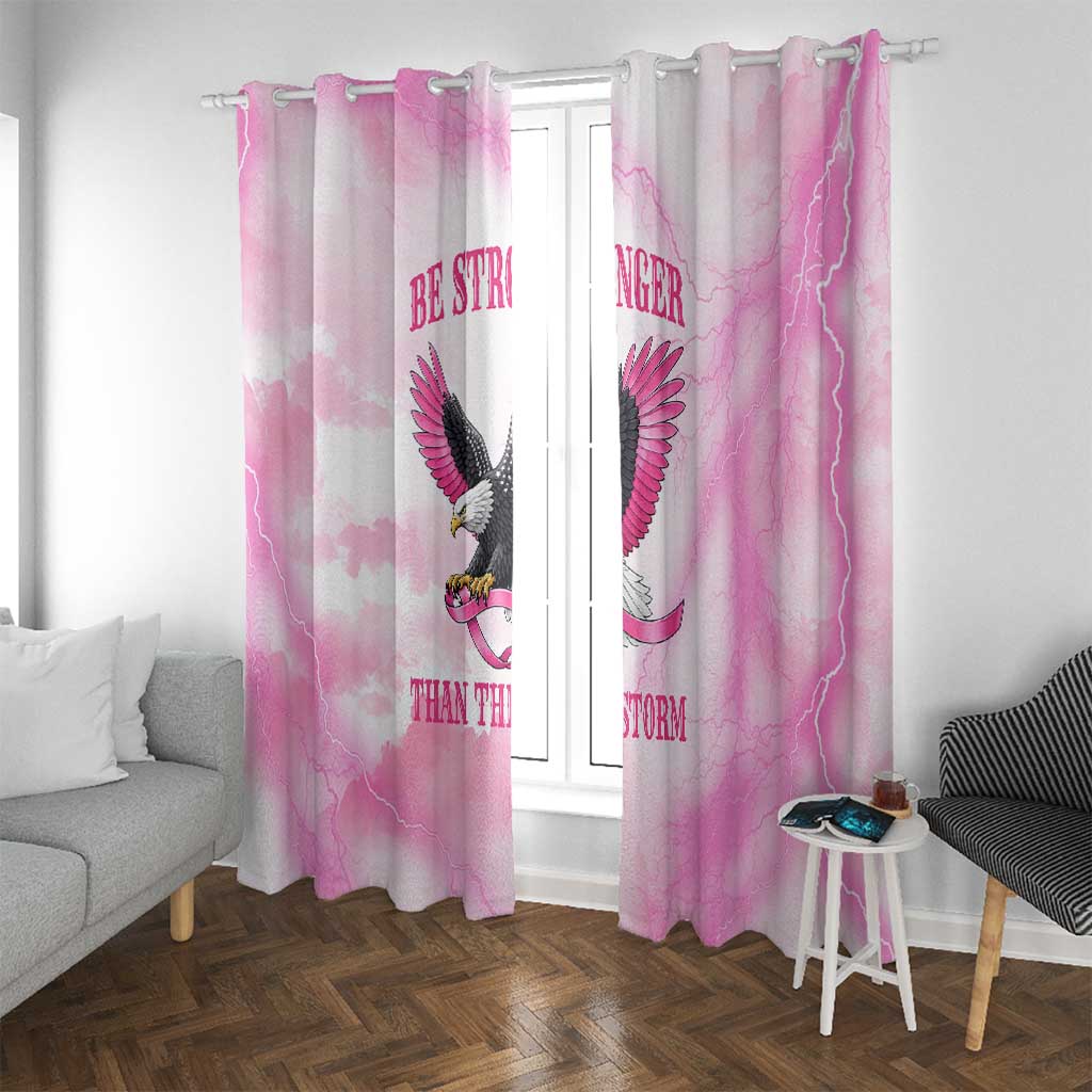 Pink Ribbon American Eagle Window Curtain Breast Cancer Awareness - Be Stronger Than The Storm