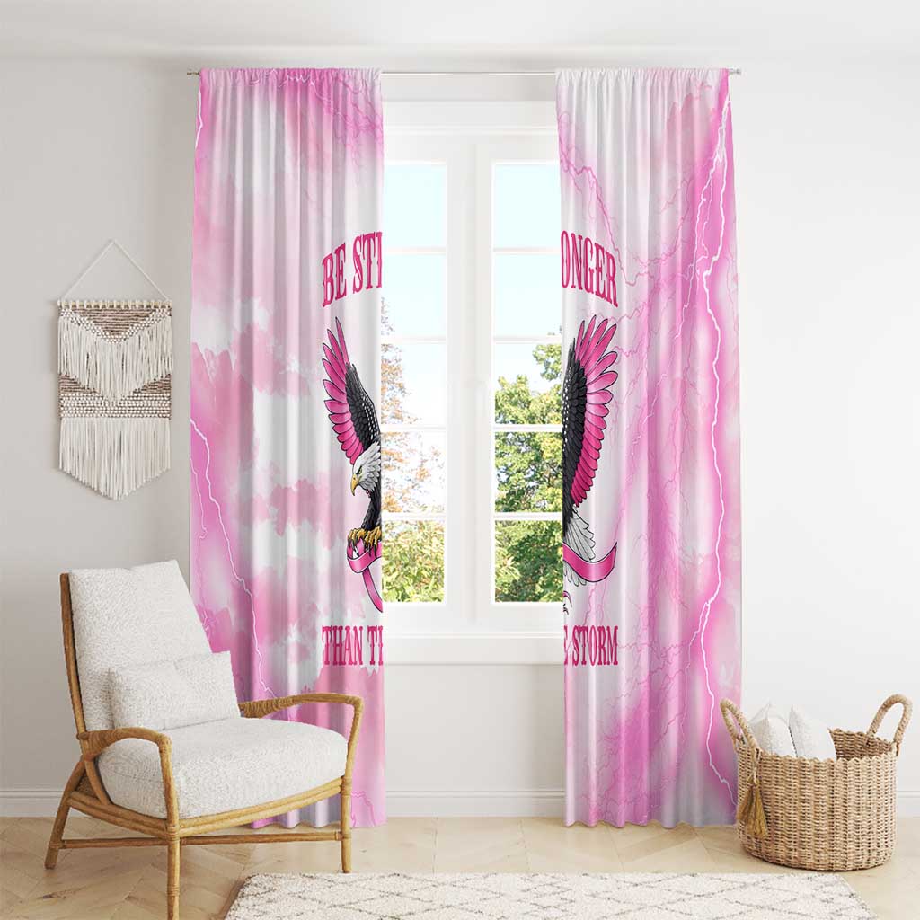 Pink Ribbon American Eagle Window Curtain Breast Cancer Awareness - Be Stronger Than The Storm