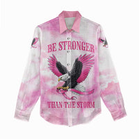 Pink Ribbon American Eagle Women Casual Shirt Breast Cancer Awareness - Be Stronger Than The Storm