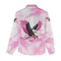 Pink Ribbon American Eagle Women Casual Shirt Breast Cancer Awareness - Be Stronger Than The Storm