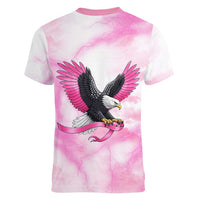 Pink Ribbon American Eagle Women V-Neck T-Shirt Breast Cancer Awareness - Be Stronger Than The Storm
