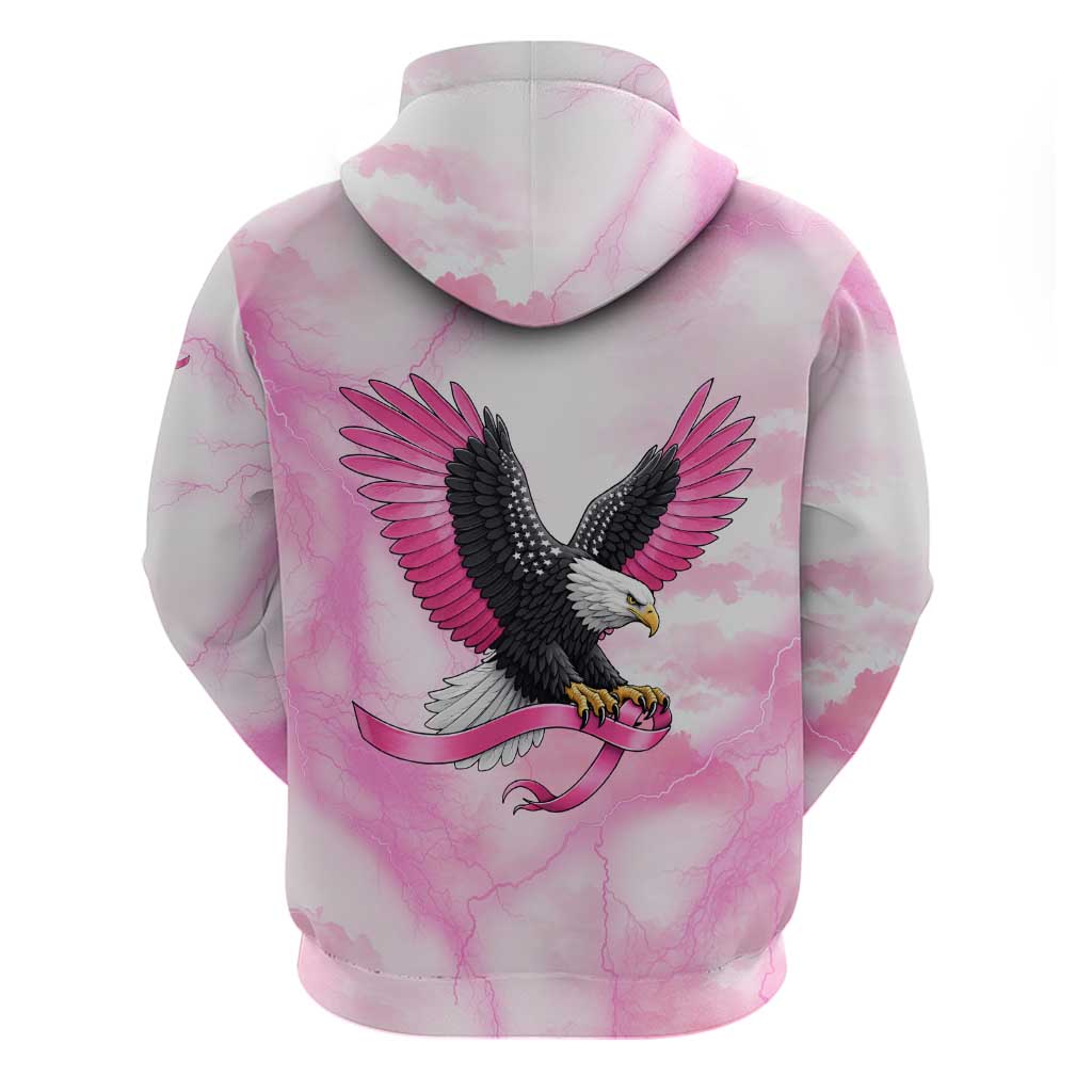 Pink Ribbon American Eagle Zip Hoodie Breast Cancer Awareness - Be Stronger Than The Storm