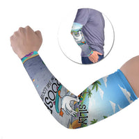 Funny Silly Goose on The Loose Arm Sleeves with Skateboard and Palm Trees