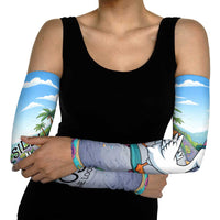 Funny Silly Goose on The Loose Arm Sleeves with Skateboard and Palm Trees