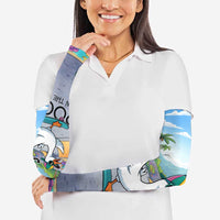 Funny Silly Goose on The Loose Arm Sleeves with Skateboard and Palm Trees