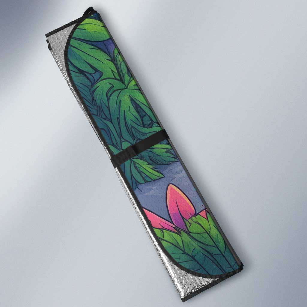 Funny Silly Goose on The Loose Auto Sun Shade with Skateboard and Palm Trees