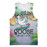 Funny Silly Goose on The Loose Basketball Jersey with Skateboard and Palm Trees