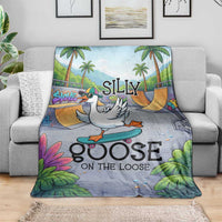 Funny Silly Goose on The Loose Blanket with Skateboard and Palm Trees