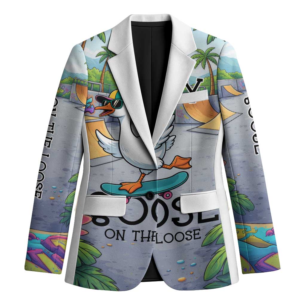 Funny Silly Goose on The Loose Blazer with Skateboard and Palm Trees