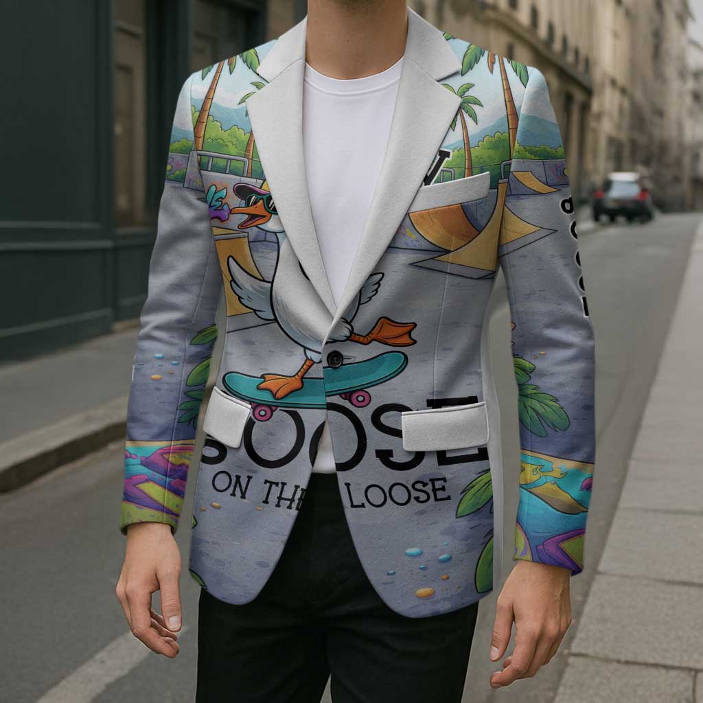 Funny Silly Goose on The Loose Blazer with Skateboard and Palm Trees
