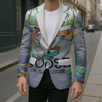Funny Silly Goose on The Loose Blazer with Skateboard and Palm Trees