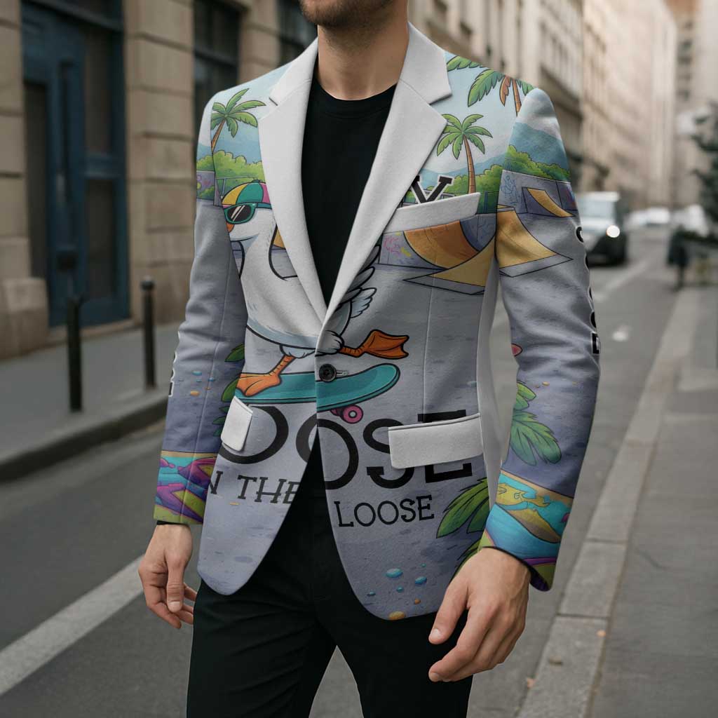 Funny Silly Goose on The Loose Blazer with Skateboard and Palm Trees