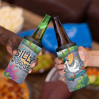 Funny Silly Goose on The Loose 4 in 1 Can Cooler Tumbler with Skateboard and Palm Trees
