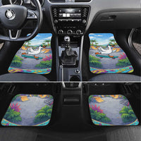 Funny Silly Goose on The Loose Car Mats with Skateboard and Palm Trees