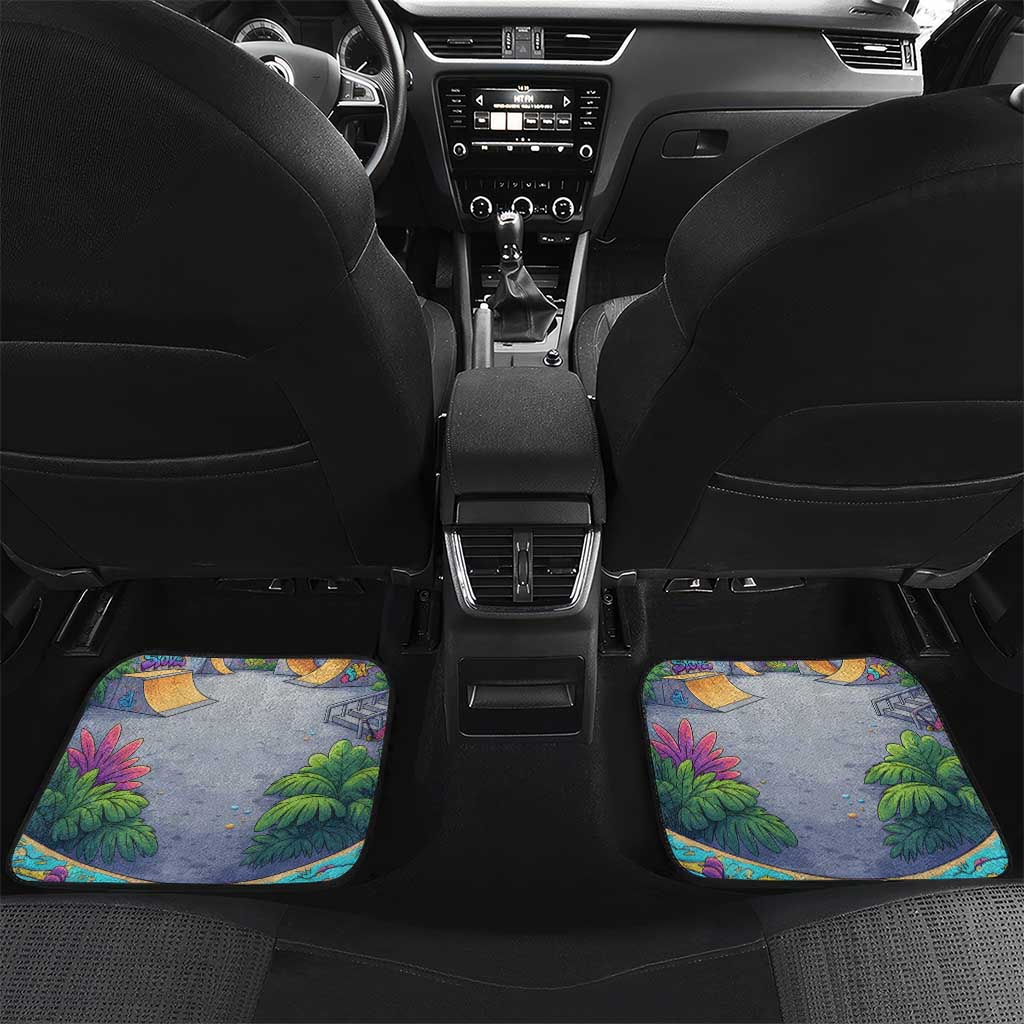 Funny Silly Goose on The Loose Car Mats with Skateboard and Palm Trees