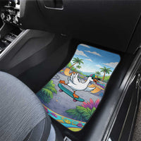 Funny Silly Goose on The Loose Car Mats with Skateboard and Palm Trees