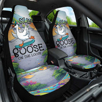 Funny Silly Goose on The Loose Car Seat Cover with Skateboard and Palm Trees
