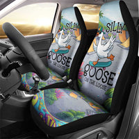 Funny Silly Goose on The Loose Car Seat Cover with Skateboard and Palm Trees